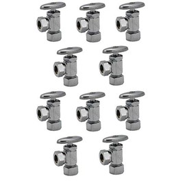 Angle Stop Valve, Supply Valve, 5/8" OD Compression Inlet, 1/2" Slip Joint Outlet (10-Packs) - By Plumb USA