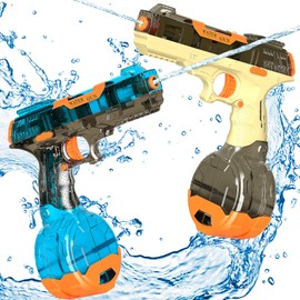 2 Pcs Electric Water Gun for Adults & Kids, 575cc High Capacity Rechargeable Automatic Squirt Guns,Continuous Water Pistol,Auto Suction with Pipe&Manual Fill