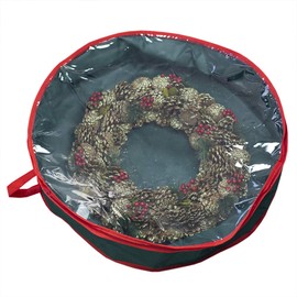 Home Basics 25" Carrying Handle Wreath Storage Bag, 25.00" W x 8.00" H, Green
