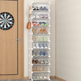 HOMIDEC Shoe Storage, 10-Tier Shoe Rack Organizer for Closet 20 Pair Narrow Shoes Shelf Cabinet for Entryway, Bedroom and Hallway