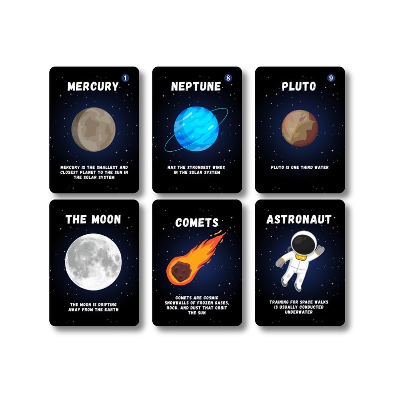 Solar System Flash Cards Educational Teaching Science Children Kids, Planets