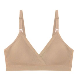 Motherhood Maternity Women's Wireless Seamless Maternity Wrap Bra Pregnancy with Nursing Clips, Essential Nude