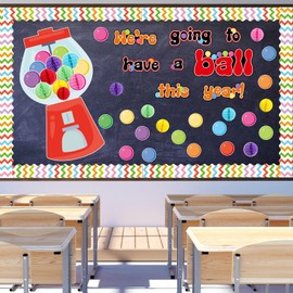 Fuutreo 99 Pcs Back to School Gumball Machine Bulletin Board Decoration Set Bubble Gum Cutouts with Colorful Honeycomb Classroom Decoration Gumball Machine Paper Accent for School Chalkboard Wall