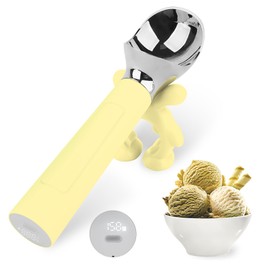 NEWEST Heated Ice Cream Scoop, Rechargeable Electric Ice Cream Scoop, Maximum Heating up to 158℉ for Hard Ice Cream-Yellow