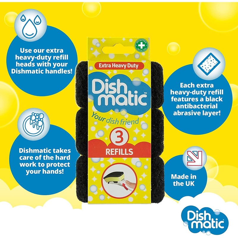 Replacement Dish Washing Fillable Washing up Brush Heavy Duty, General,