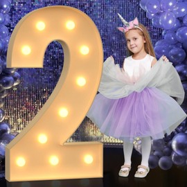 Mixifox 4FT Large Light Up Numbers, Marquee Numbers 2 for 21st Birthday Decorations for Boy Girl, Giant Light Up Numbers for Party Anniversary, Big Marquee Letters Pre-Cut Mosaic Numbers for Balloons