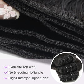 FMIDKOU 12A Straight Human Hair 16 18 20 Inch Human Hair bundles Unprocessed Brazilian Hair 3 Bundles Raw Human Hair Extensions Quick Weave Natural Color