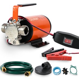 12V Water Transfer Pump, 330 GPH Portable DC Utility Pump with 6ft Suction Hose, Self-Priming Battery Powered Pump for Garden, Rain Barrel, RV Tank, Boat & Emergency Draining