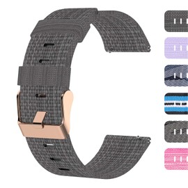 Turnwin intended for Orit Smart Watch Bands Straps, Stripe Lightweight Fabric Woven Quick Release Replacement Strap Bracelet Wristband Band intended for Orit Watch (Dark Gray, 19MM Pins)