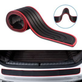 Car Rear Bumper Protector,SUV Car Bumper Protector Guard Rubber Black/Red Universal Scratch-Resistant(90CM/35.4Inch)