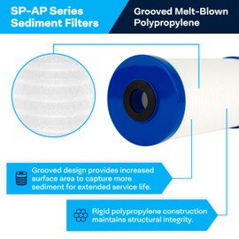SpiroPure SP-AP810-BB 10x4.5 5 Micron Grooved Melt-Blown Polypropylene Sediment Water Filter Cartridge AP810 (Case of 8)