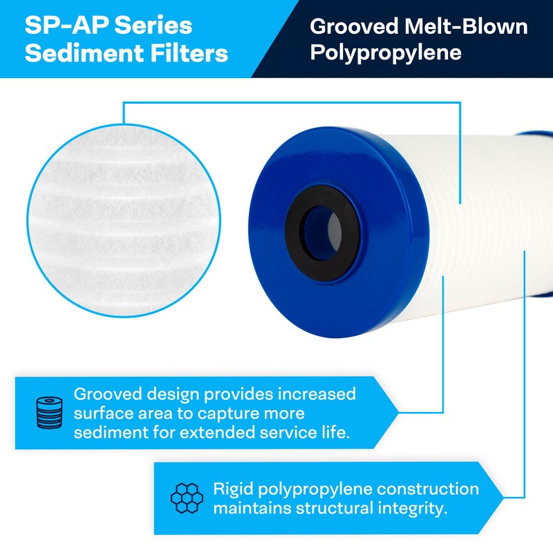 SpiroPure SP-AP810-BB 10x4.5 5 Micron Grooved Melt-Blown Polypropylene Sediment Water