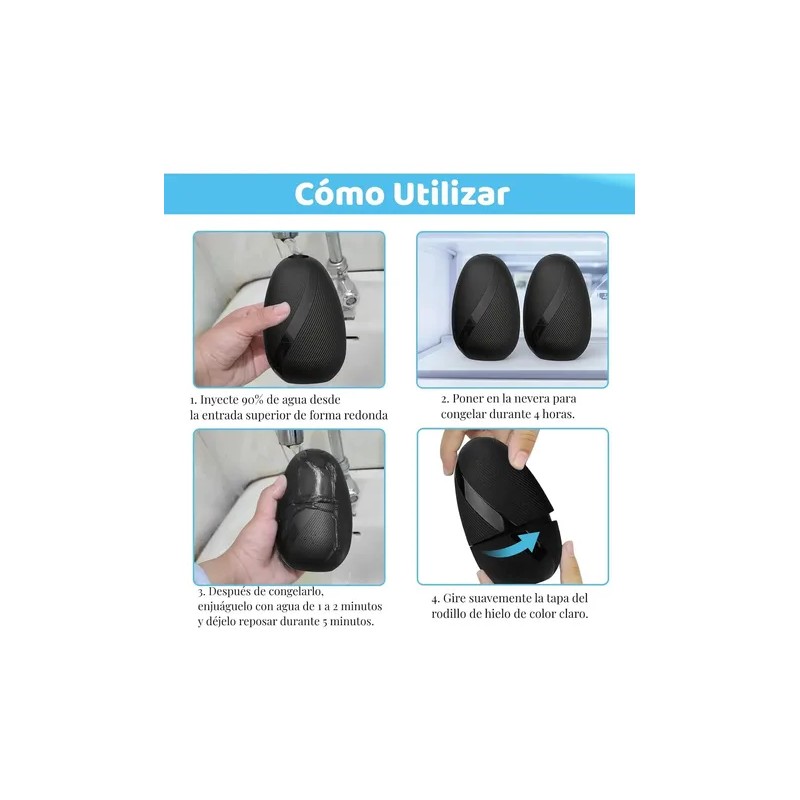 2pzs Rodillo Silicón Hielo Para Masaje Facial Reutilizable