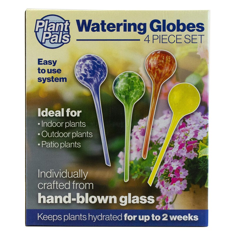 Maxam Wyndham House, 4 Piece Watering Globe Set, Colorful Hand-Blown