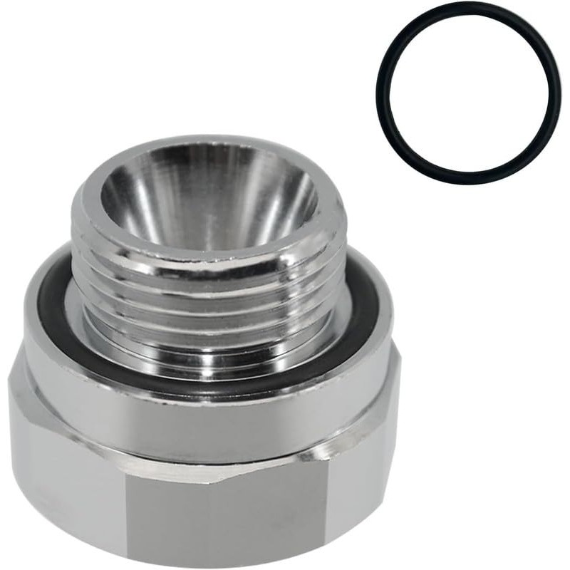 A-211 27mm-2.0 Thread Size Oil Drain Valve Adapter, Silver
