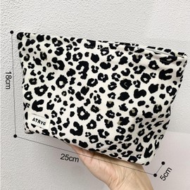 2PCS Makeup Bag, Travel Makeup Bag, Cosmetic Bags for Women,Canvas Cosmetic Bag, Leopard Make Up Bag, Multifunctional Cosmetic Bag Large Capacity with Metal Zipper for Women & Girls