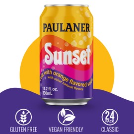 Paulaner Sunset Classic Orange Cola Soda Soft Drink | Fruity European Natural Sugar Spezi Soda Made in Germany | Vegan and Gluten-Free | 11.2 fl oz (330mL) Cans | 24-Pack Case of Soda