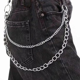 Waist Chains for Women Hip Hop Pants Chain with Keychains Emo Goth Accessories Body Jewelry for Men and Women (Silver)