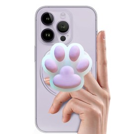 Cute Pink Paw Phone Grip Compatible with MagSafe, 3D Magnetic Phone Grip for Kindle & Android Phones, Wireless Charging Compatible - Phone Charm and Accessories for Girls Women
