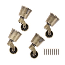 dophee 4Pcs Vintage Bronze Swivel Round Cup Caster, Universal Metal Pulley Wheel Swivel Wheel Caster for Chair Table Sofa Cabinet Furniture Hardware