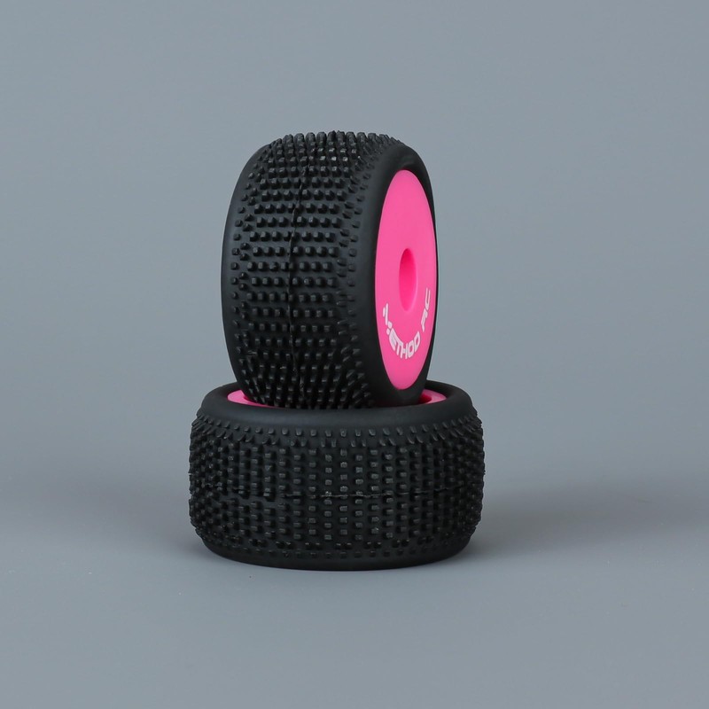 METHOD RC Pre-glued NitraGrip 1/24 Buggy Tires 7mm Hex Pink