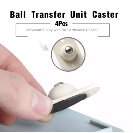 TIKA 4 Pcs Mini Swivel Caster Wheel - Self-Adhesive Universal Pulley, Stainless Steel