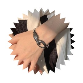 Allereya Boho Chunky Cuff Bangle Bracelet Wide Open Bracelet Silver Cuff Bracelet Irregular Shape Bracelet Metal Bangle Bracelet Minimalist Bangle Jewelry for Women