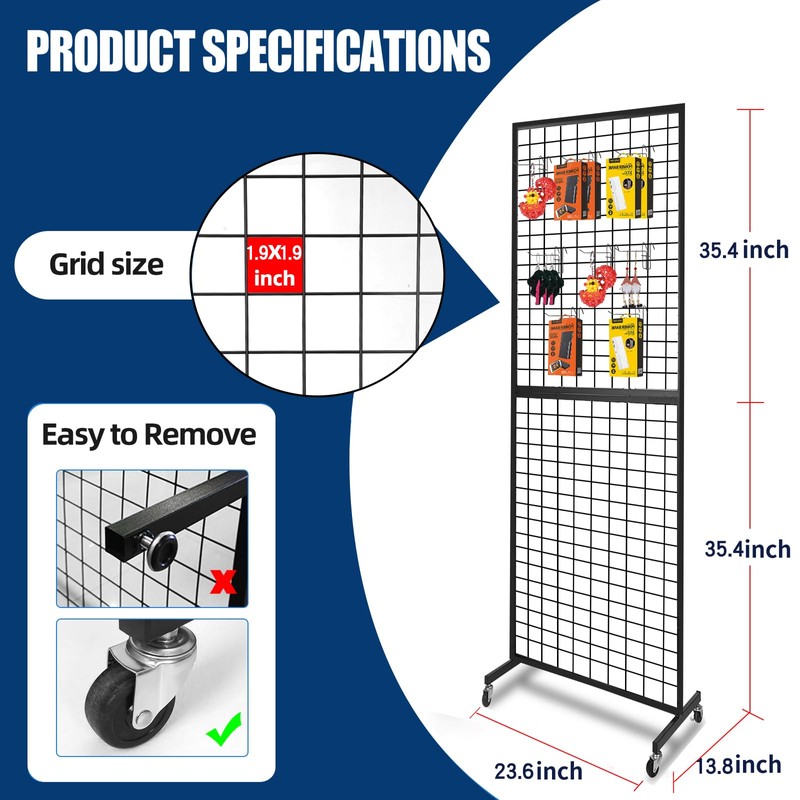 NectaCol Grid Wall Panels, 2 Packs 2'x 6' Gridwall Panels