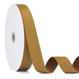 Jeuhoue Antique Gold Velvet Ribbon Double Faced, 1 Inch x 20Yd, Great for Christmas, Wedding Decoration, Gift Wrapping and Christmas Tree Ornaments (Antique Gold 1")