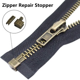 Fbshicung 24 Sets #5 Metal Zipper Latch Slider Retainer Insertion Pin Zipper Bottom Zipper Stopper for Coats,Jacket,Bag,Shoes,Zipper Repair(Silvery)