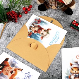 FINGOOO 24 Pack Cute Christmas Cards with Envelopes, 4" x 6" Kids Christmas Cards Bulk Merry Christmas Greeting Cards 8 Designs