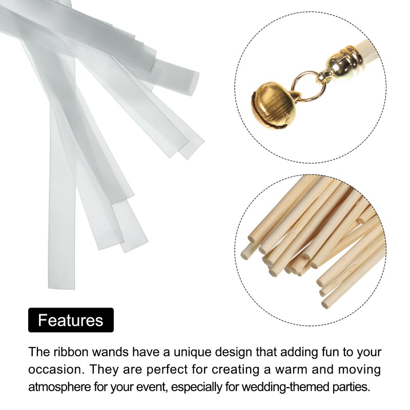 sourcing map 15Pcs Wedding Party Ribbon Streamers Sticks for Wedding