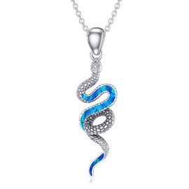 SLIACETE 925 Silver Snake Pendant Chain for Women Snake Necklace Snake Jewellery, Gifts for Snake Lovers, Sterling Silver, Abalone Shell