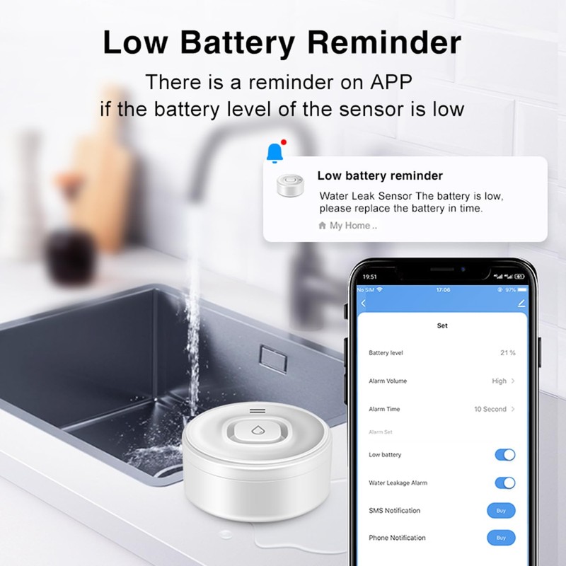 Smart Water Leak Detector: WiFi Water Sensor with APP Push