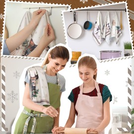 Geyoga 6 Pcs Christmas Kitchen Towels 16 x 24 Inches Absorbent Hand Dish Towels Tea Xmas Dishcloths Christmas Kitchen Decor for Christmas Holiday Housewarming Bathroom Gift Favor(Beige,Rustic)