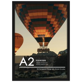 Fisnish A2 Picture Frame Black, Classic 16.5x23.4 Poster Frame, Horizontal or Vertical Wall Mounting, 1 Pack