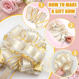 FQTANJU 5 Pcs Pull Bow Gift Wrapping Pull Bow Ribbon 6 Inch Gift Wrap Bows for Christmas Wedding Baskets Valentine's Day Bows Birthday Gift Decorations (White)