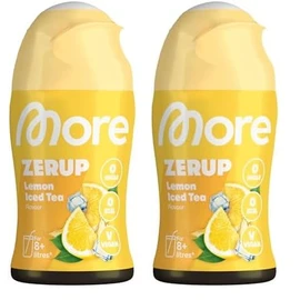 MORE Zerup, Lemon Iced Tea, 65 ml, f√ºr bis zu 8 l Fertiggetr√§nk, zuckerfreier Sirup mit echten Fruchtextrakten, vegan, zero Kalorien - made in Germany (Packung mit 2)