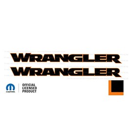 Decal Mods Wrangler Hood Graphic Vinyl Decal fits Jeep Wrangler JK/JL/JT (2007-2024) Black w/Orange Outline FBOO (Set of 2) | FJ3Y8