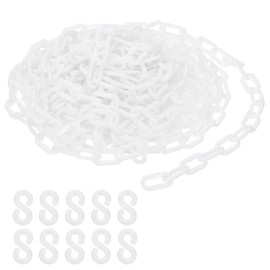 PATIKIL White Plastic Chain, 39 ft 6mm Safety Barrier Chain for Crowd Control, Queue Line, Parking, Fence, Gate, Concert, Construction Site and Decoration