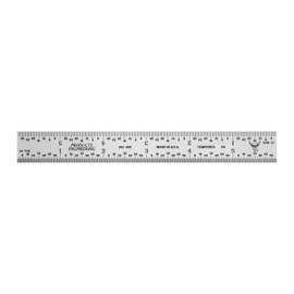 PEC Tools Rigid 6“ 3R Stainless Steel Ruler, Machinist's Ruler Chrome Finish with 1/32”, 1/64“, 1/10” and 1/50” Markings, Made in USA