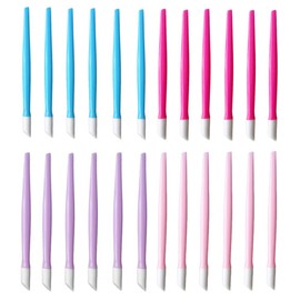24 Pcs Rubber Nail Cuticle Pusher Plastic Handle Rubber Tipped Nail Cuticle Cleaner Acrylic Nail Art Tool