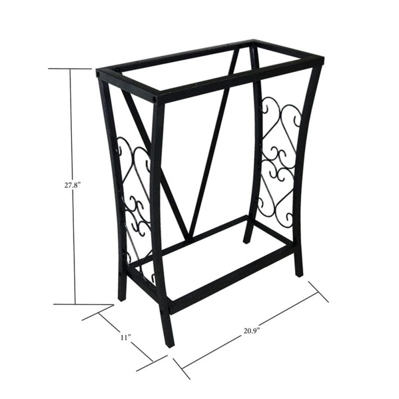 Maklaine Traditional Steel 10 Gallon Metal Aquarium Stand in Black