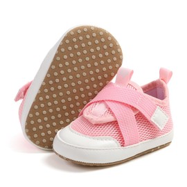 SOFMUO Baby Boy Girl Shoes Breathable Infant Mesh Sneakers Soft Newborn Moccasins Toddler First Walkers(Pink,0-6 Months)