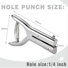 1/4 inch Hole Punch,Single Hole Punch Heavy Duty Hole Punches Paper Punch Portable Hand Held Long Hole Punch Small Hole Puncher Single for Tags Paper Cards Plastic Cardboard(1/4''-6MM HOLE)