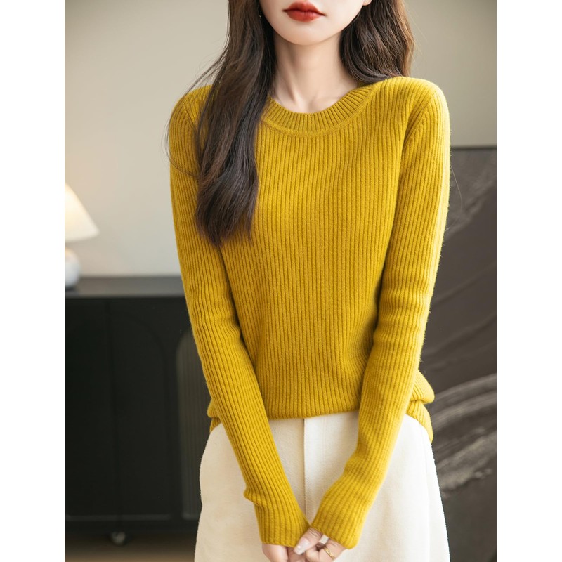 Chanyarn Women's 100% Merino Wool Sweater 2024 Fall Winter Crew
