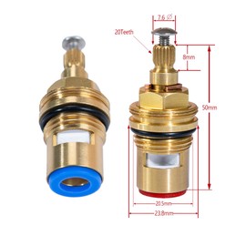 2pcs Replacement Ceramic Tap Cartridges 1/4 Turn Brass Valve Parts for Kitchen Bathroom and Shower Faucets