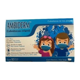 AMBIDERM KIDS Cubre Boca Para Niños Ambiderm Colores Sin Diseños 50 Pz