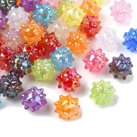 Stiesy 50 Pcs UV Plating Acrylic Sea Urchin Beads 18mm Jumbo Plastic Ball Beads for Necklace Bracelets Jewellery Making DIY Crafts