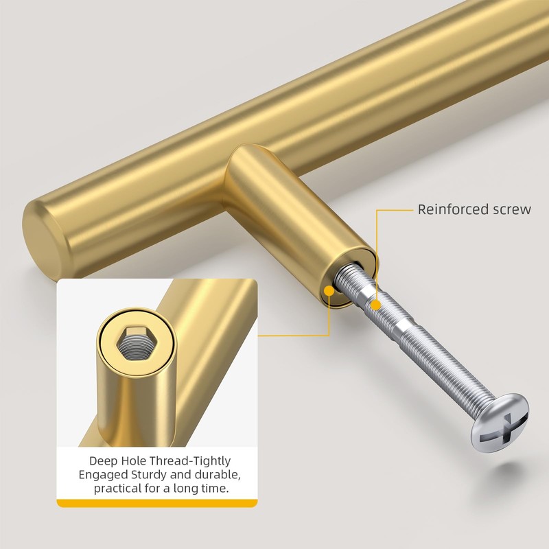 Goldenwarm 10 Pack 3 inch Gold Cabinet Handles Brushed Gold